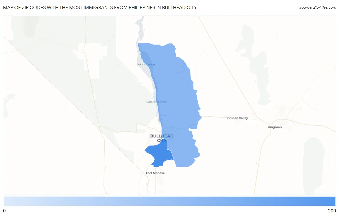 Zip Codes with the Most Immigrants from Philippines in Bullhead City Map