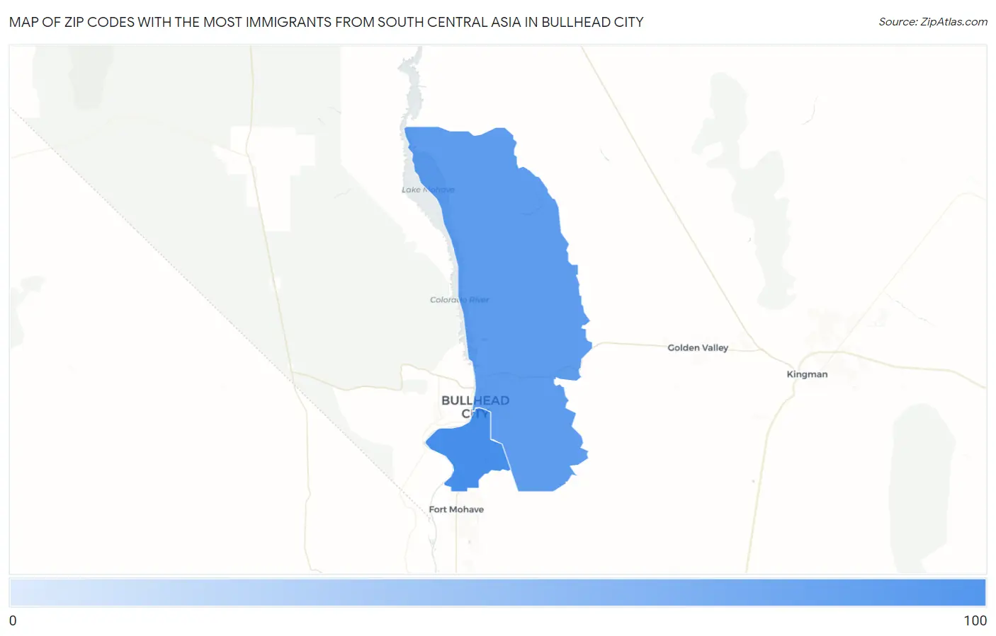 Zip Codes with the Most Immigrants from South Central Asia in Bullhead City Map