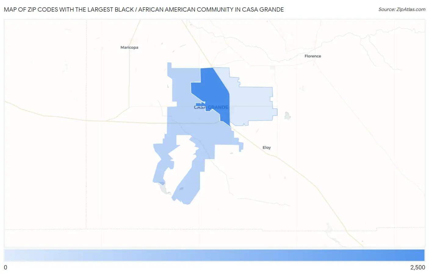 Zip Codes with the Largest Black / African American Community in Casa Grande Map