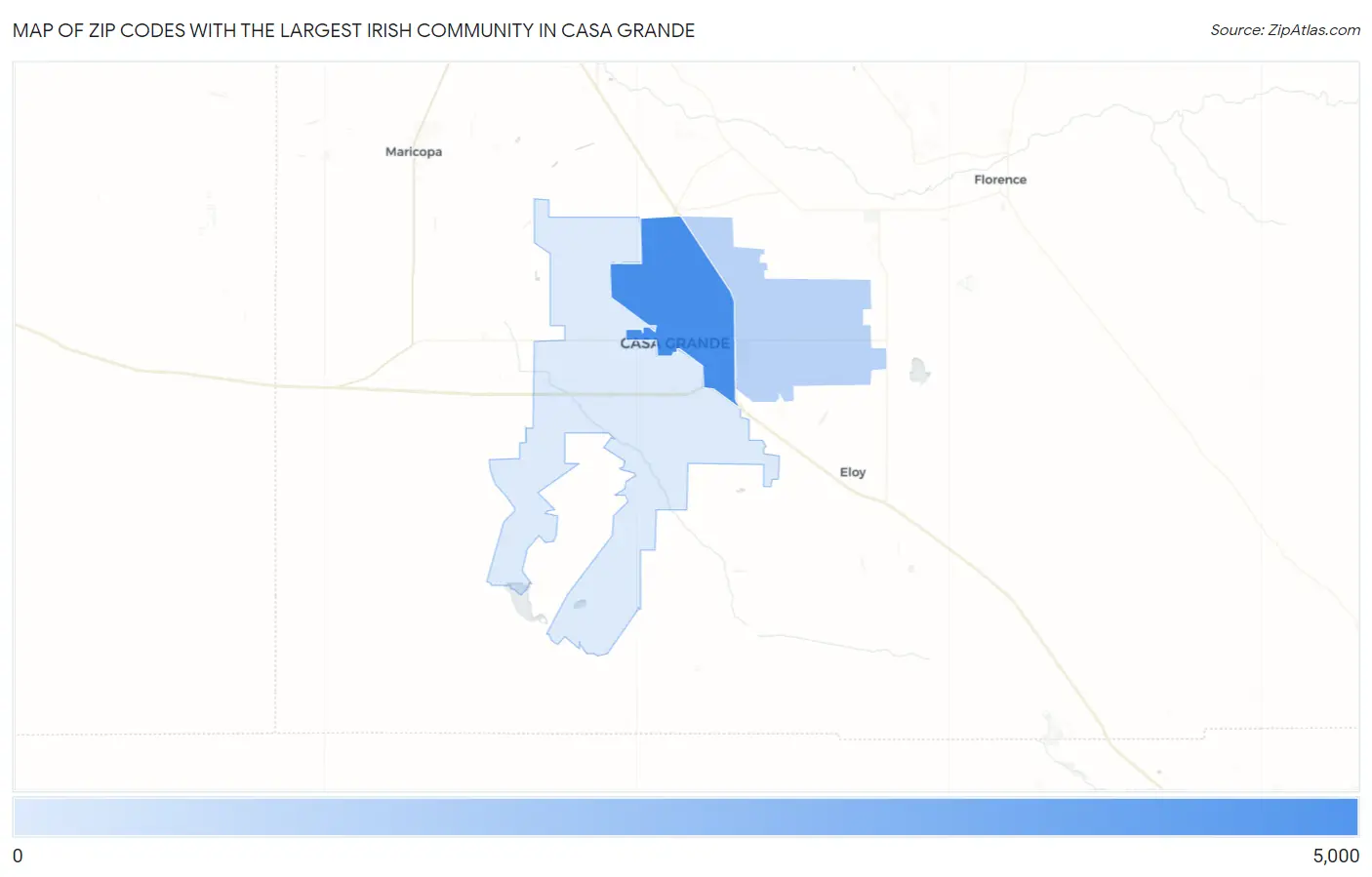 Zip Codes with the Largest Irish Community in Casa Grande Map