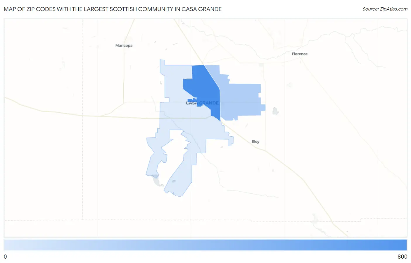 Zip Codes with the Largest Scottish Community in Casa Grande Map