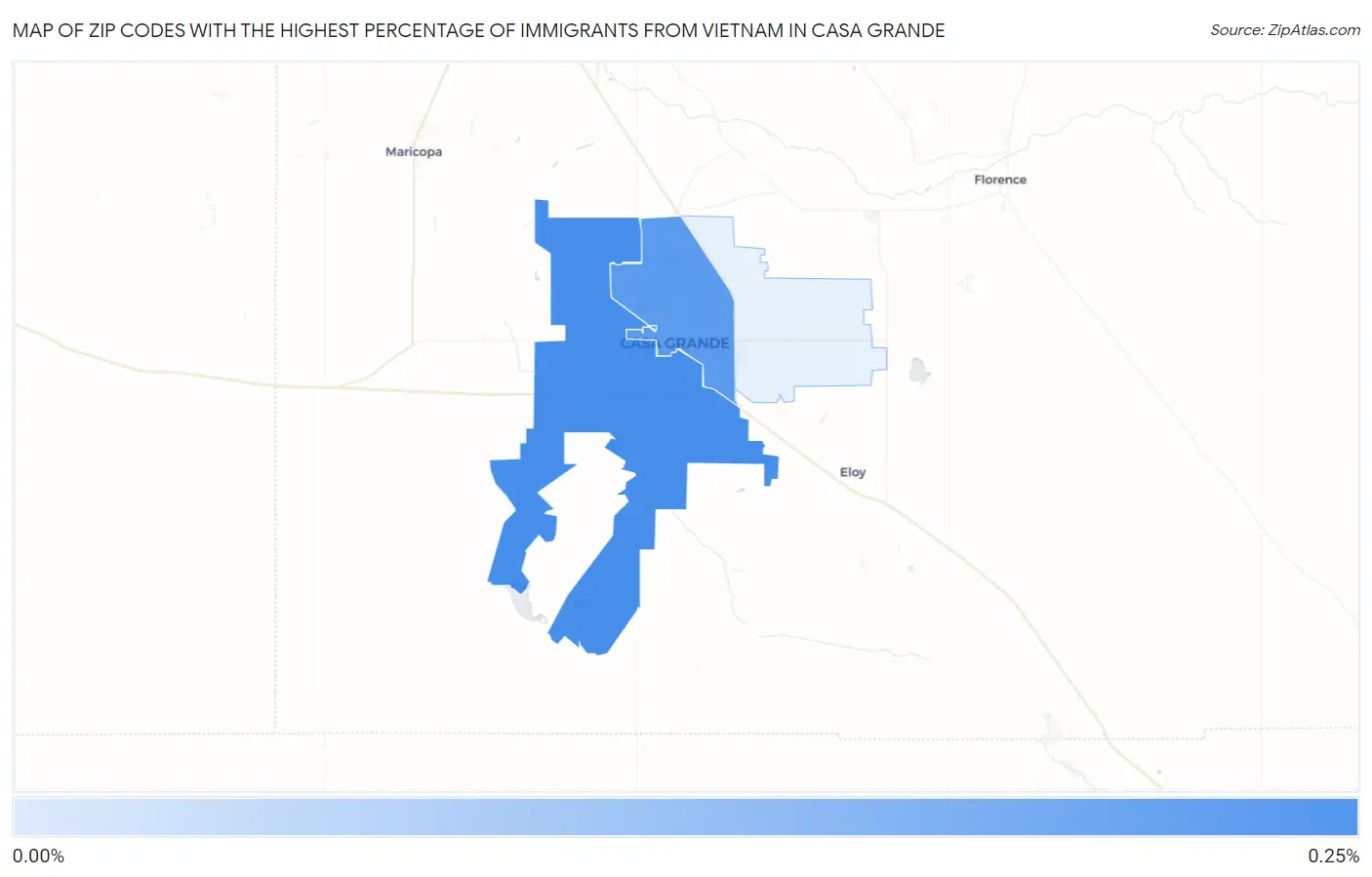 Zip Codes with the Highest Percentage of Immigrants from Vietnam in Casa Grande Map