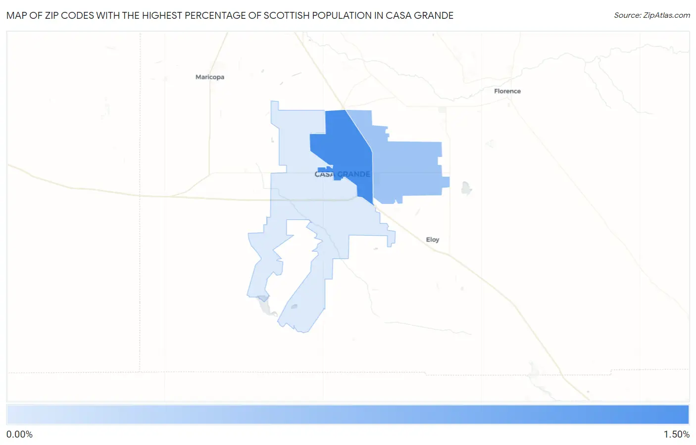 Zip Codes with the Highest Percentage of Scottish Population in Casa Grande Map