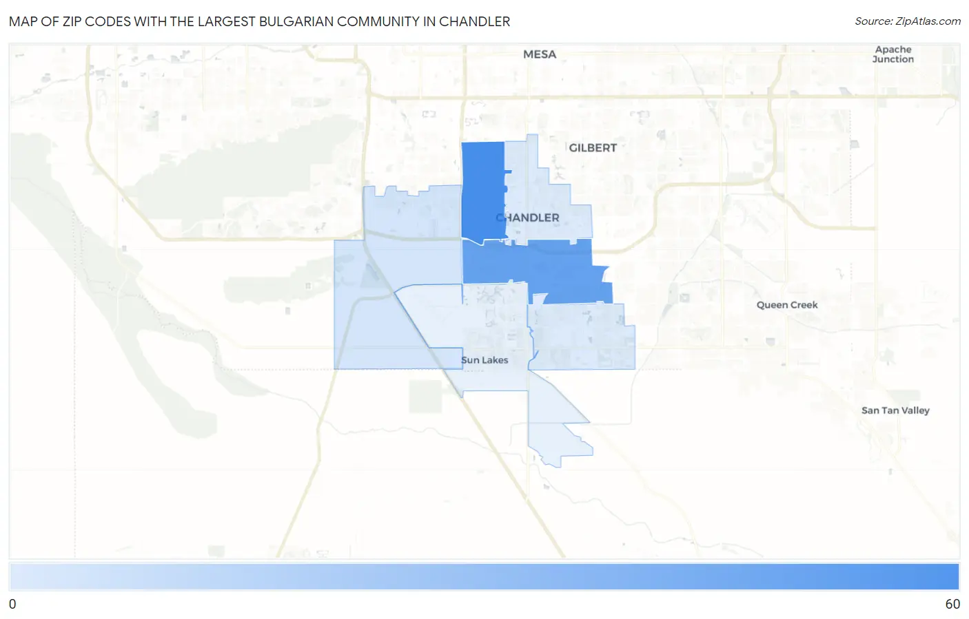 Zip Codes with the Largest Bulgarian Community in Chandler Map