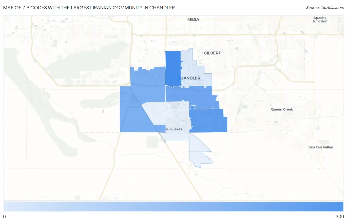 Zip Codes with the Largest Iranian Community in Chandler Map