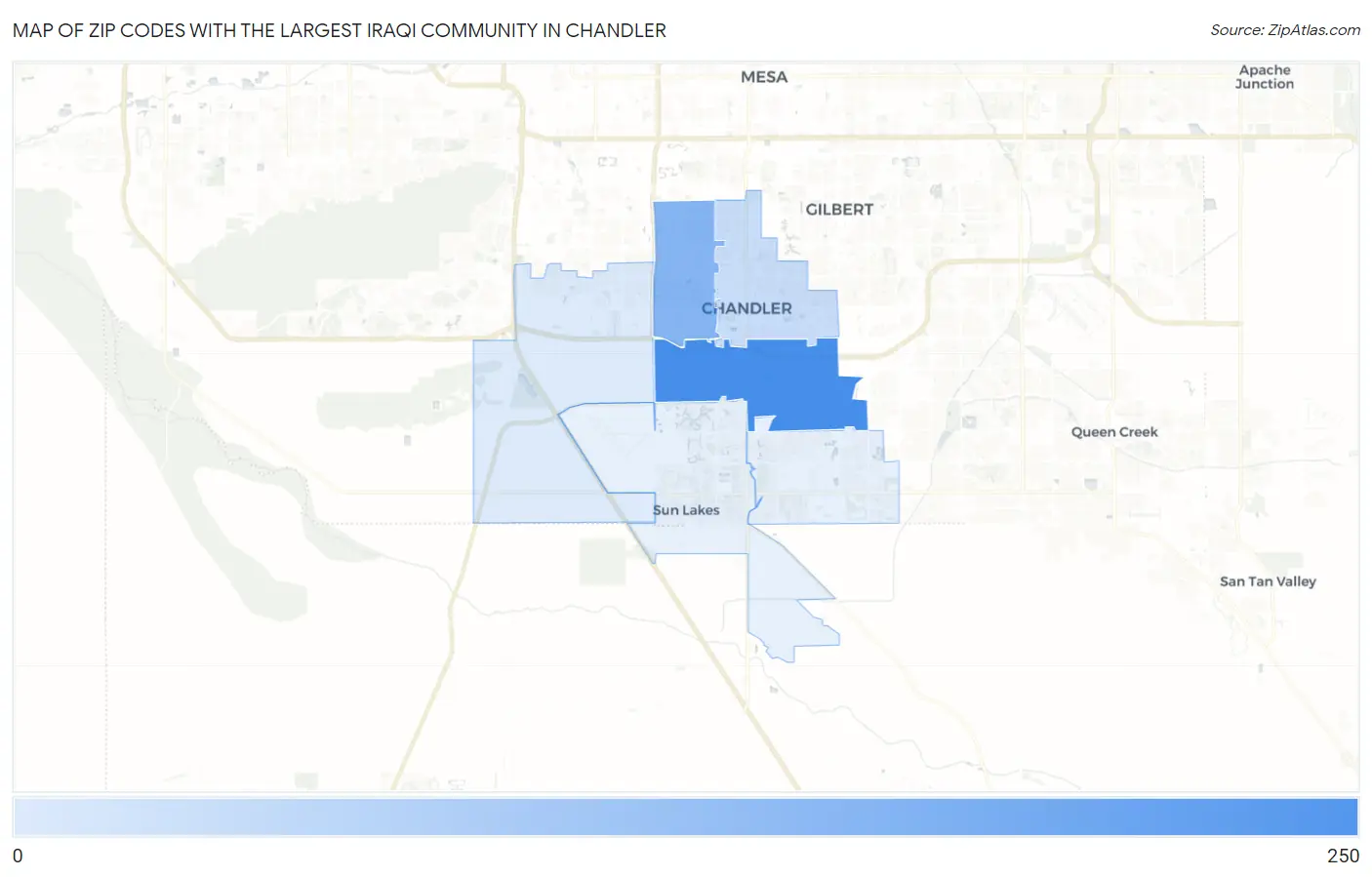 Zip Codes with the Largest Iraqi Community in Chandler Map