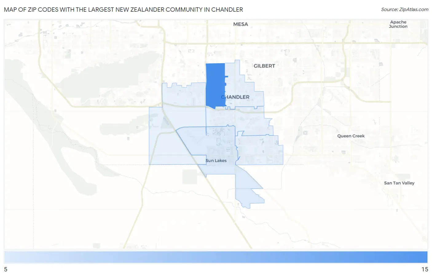 Zip Codes with the Largest New Zealander Community in Chandler Map