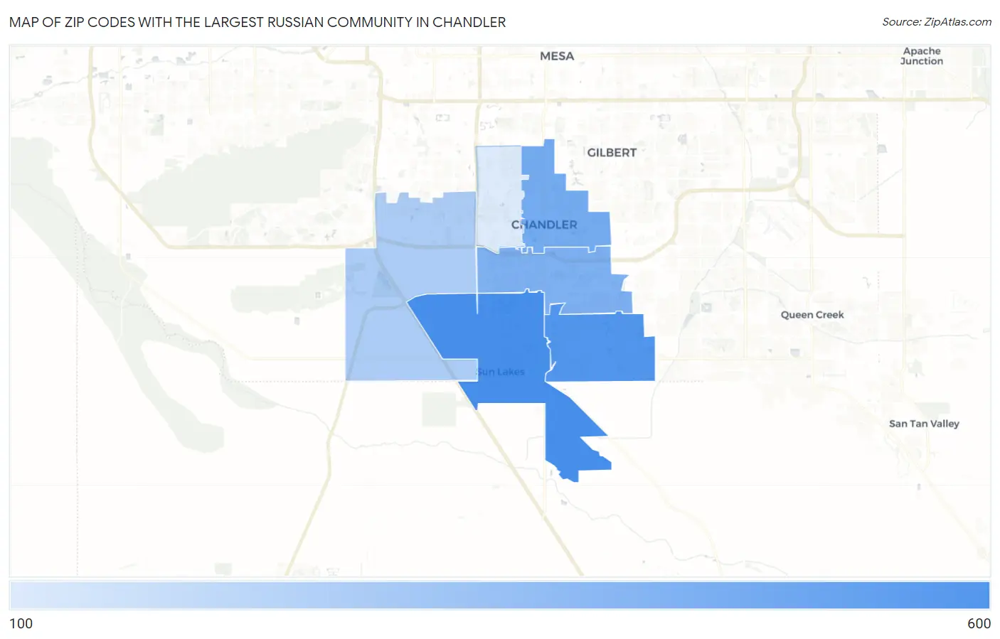 Zip Codes with the Largest Russian Community in Chandler Map