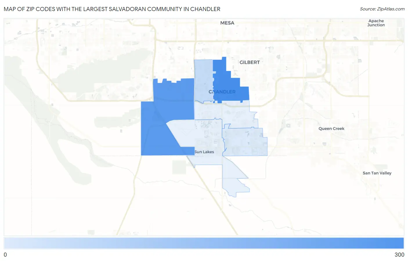 Zip Codes with the Largest Salvadoran Community in Chandler Map