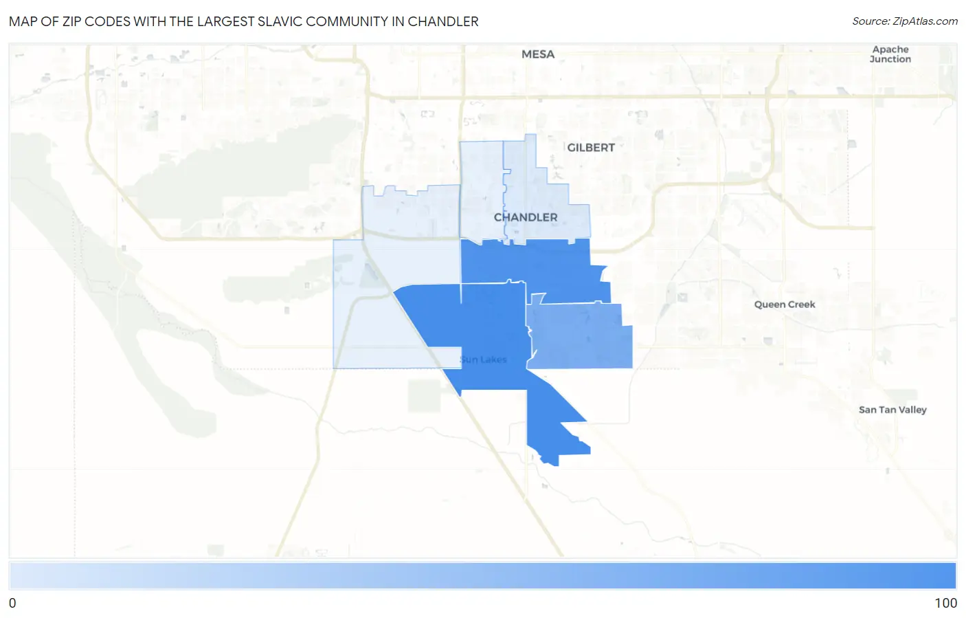 Zip Codes with the Largest Slavic Community in Chandler Map
