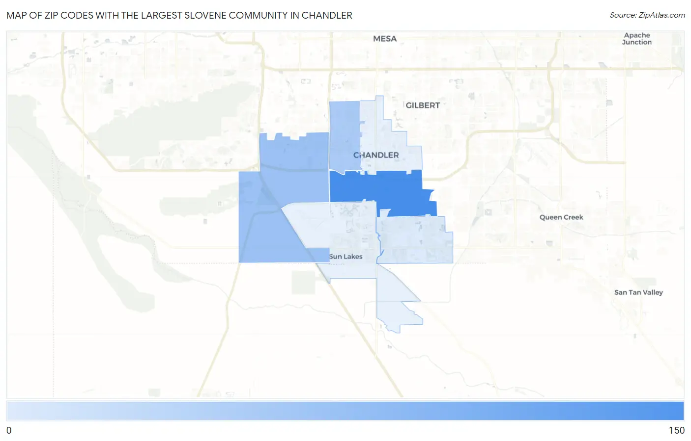 Zip Codes with the Largest Slovene Community in Chandler Map