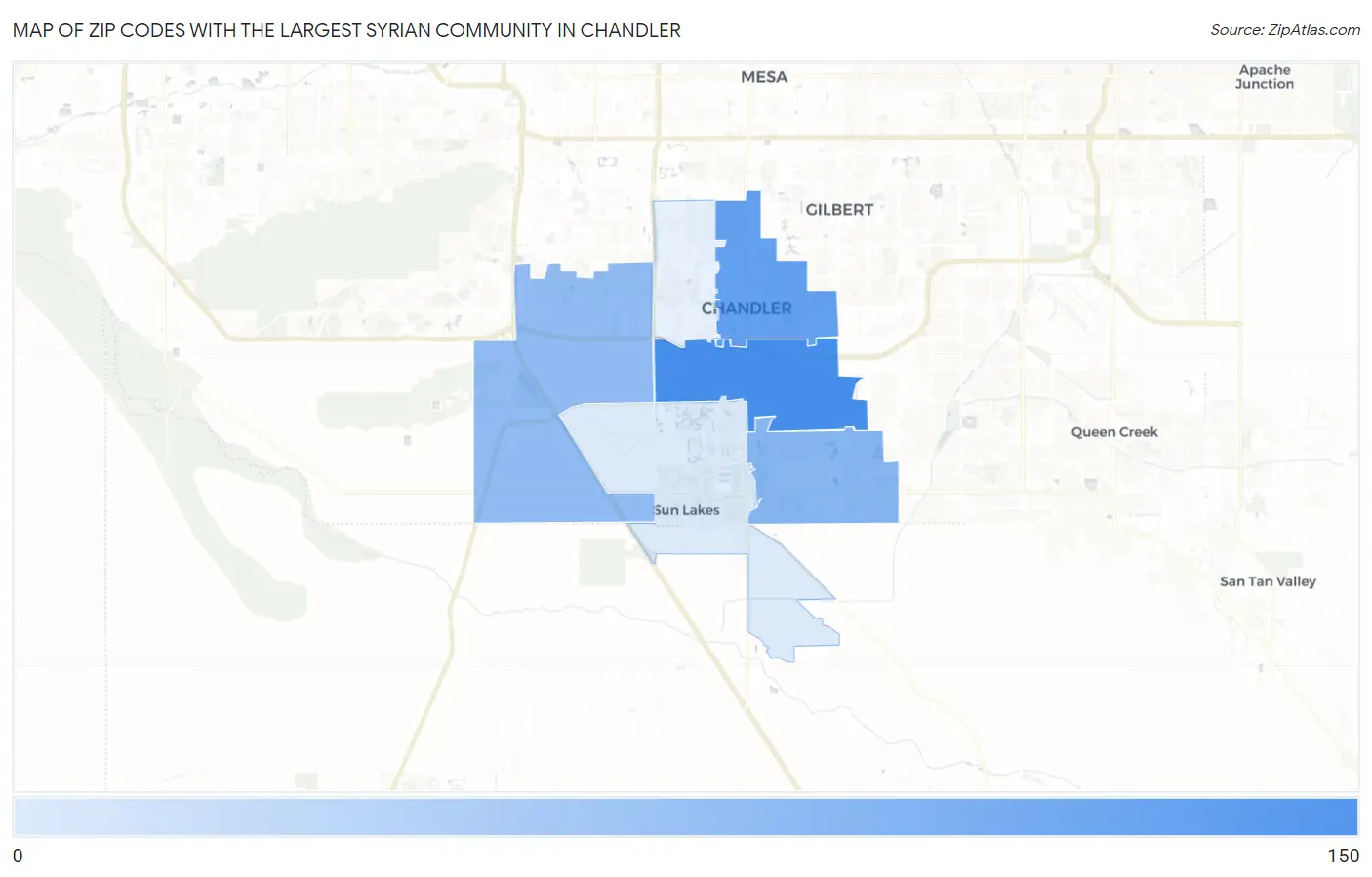 Zip Codes with the Largest Syrian Community in Chandler Map