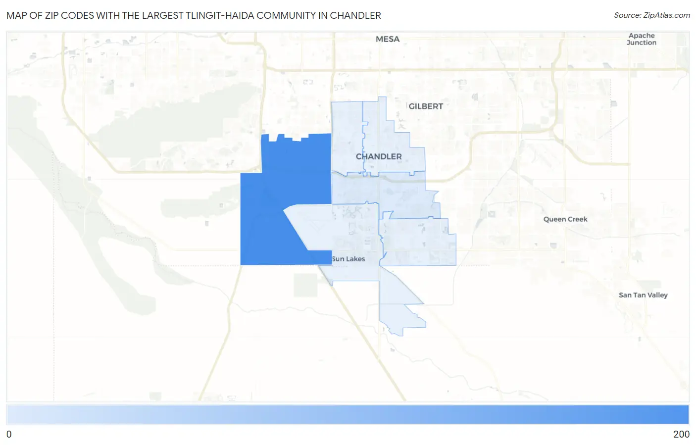 Zip Codes with the Largest Tlingit-Haida Community in Chandler Map
