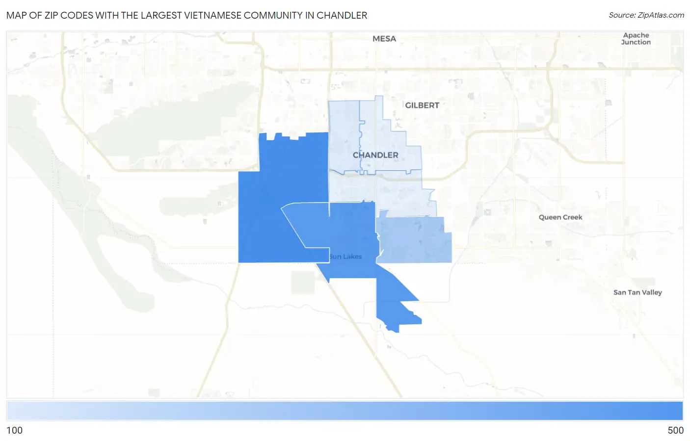 Zip Codes with the Largest Vietnamese Community in Chandler Map