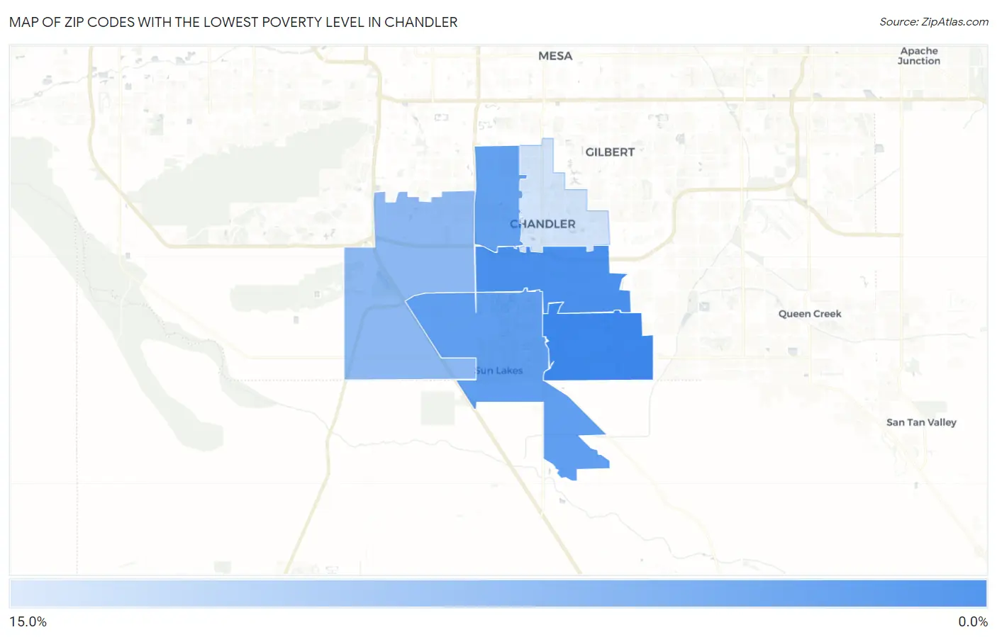 Zip Codes with the Lowest Poverty Level in Chandler Map