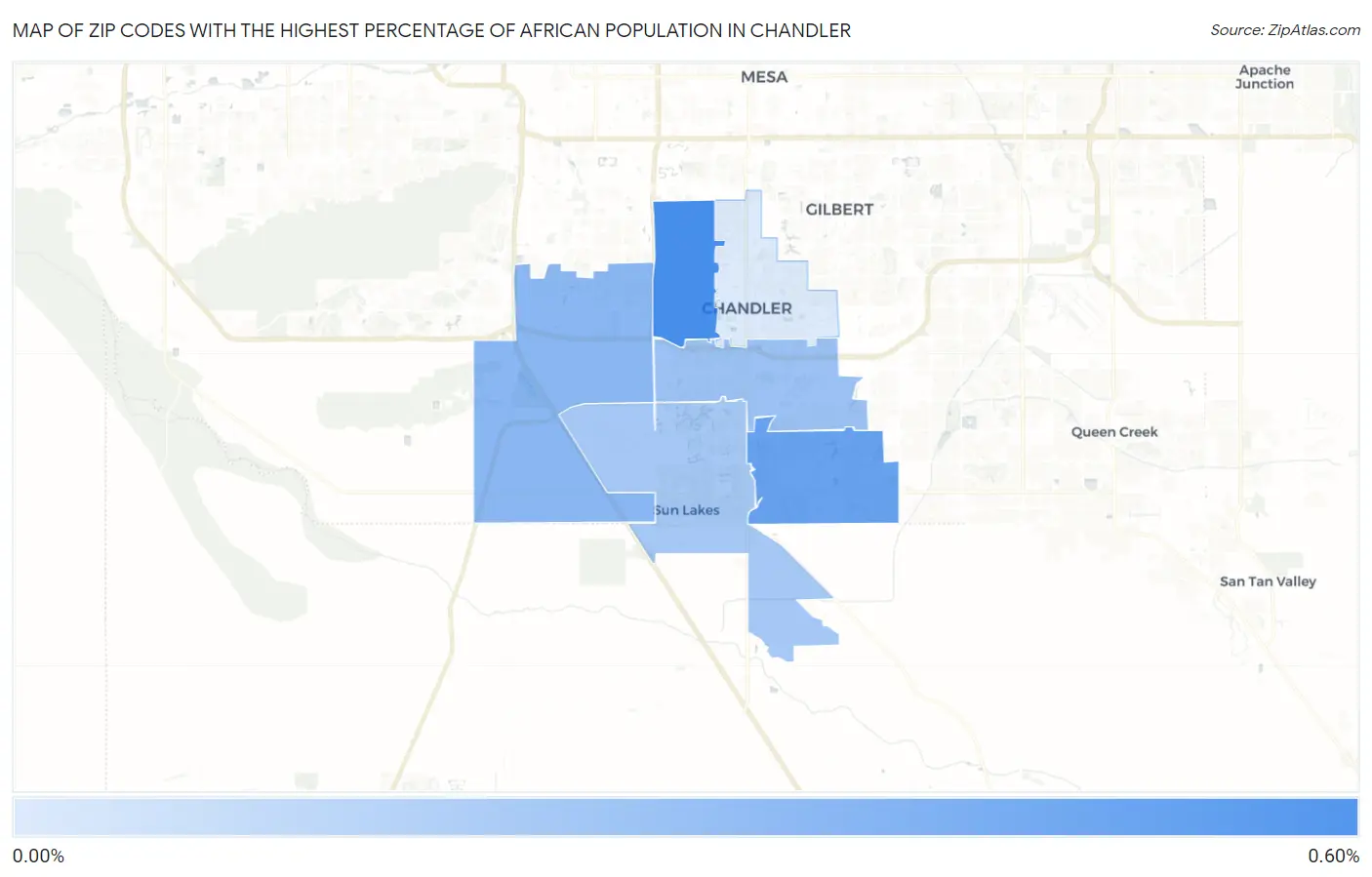 Zip Codes with the Highest Percentage of African Population in Chandler Map