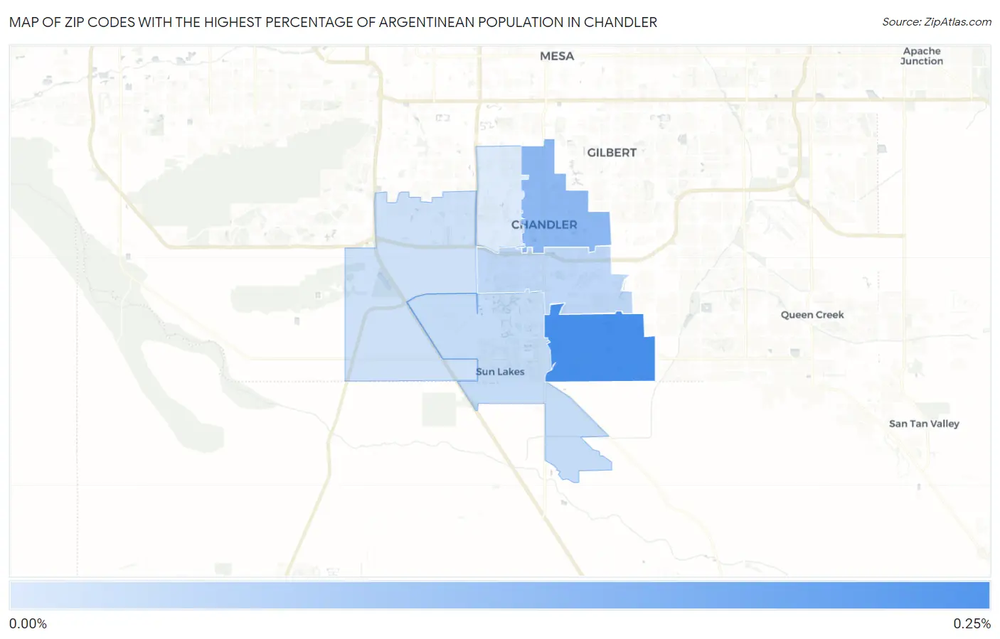 Zip Codes with the Highest Percentage of Argentinean Population in Chandler Map