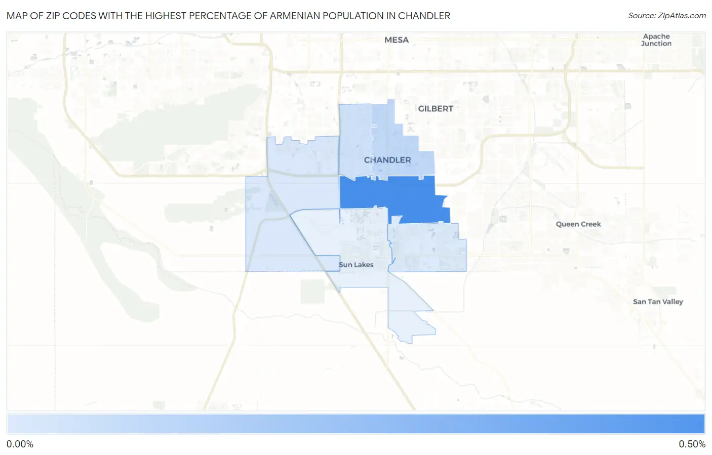 Zip Codes with the Highest Percentage of Armenian Population in Chandler Map