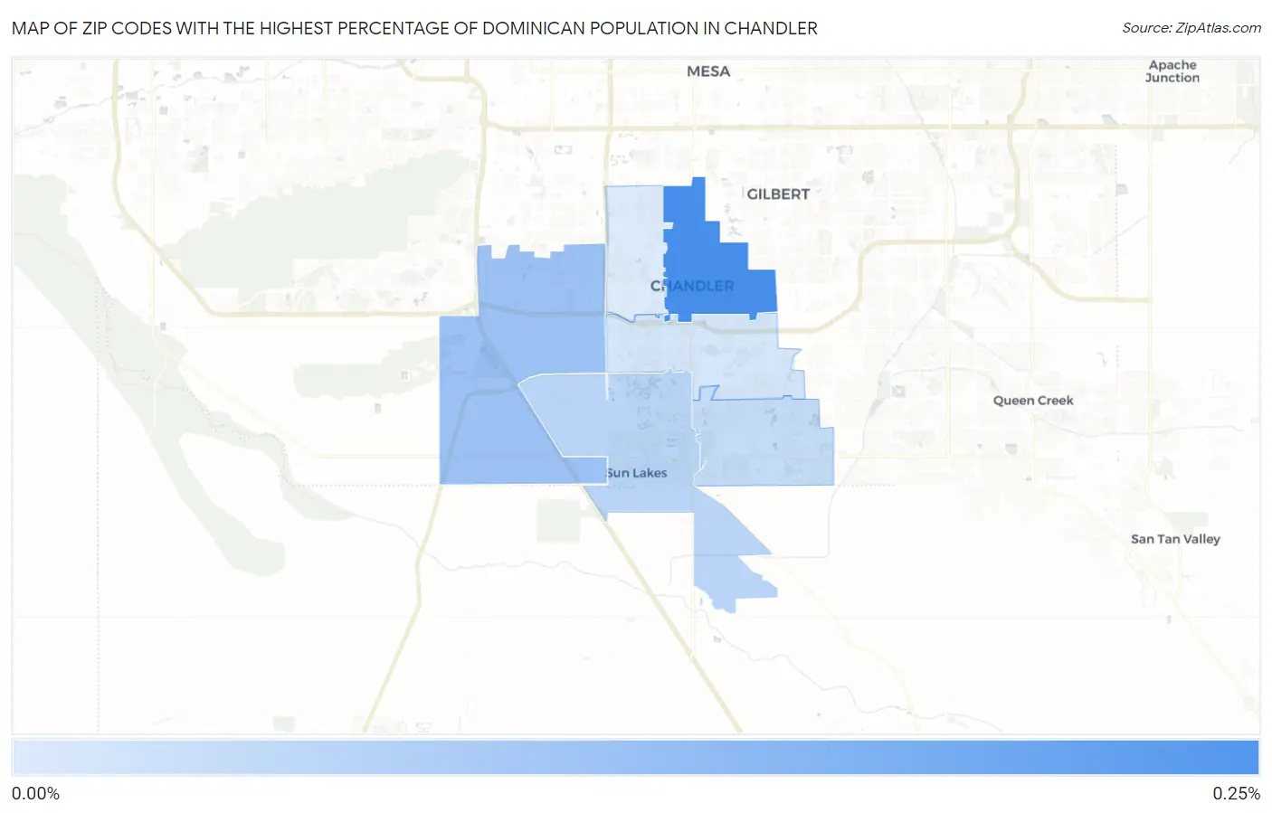 Zip Codes with the Highest Percentage of Dominican Population in Chandler Map