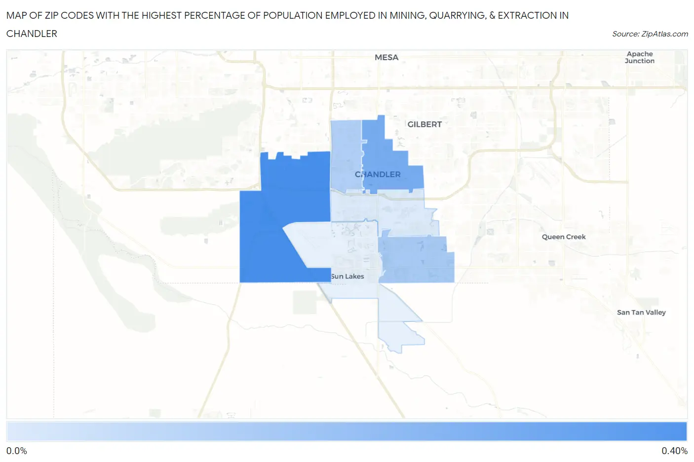 Zip Codes with the Highest Percentage of Population Employed in Mining, Quarrying, & Extraction in Chandler Map