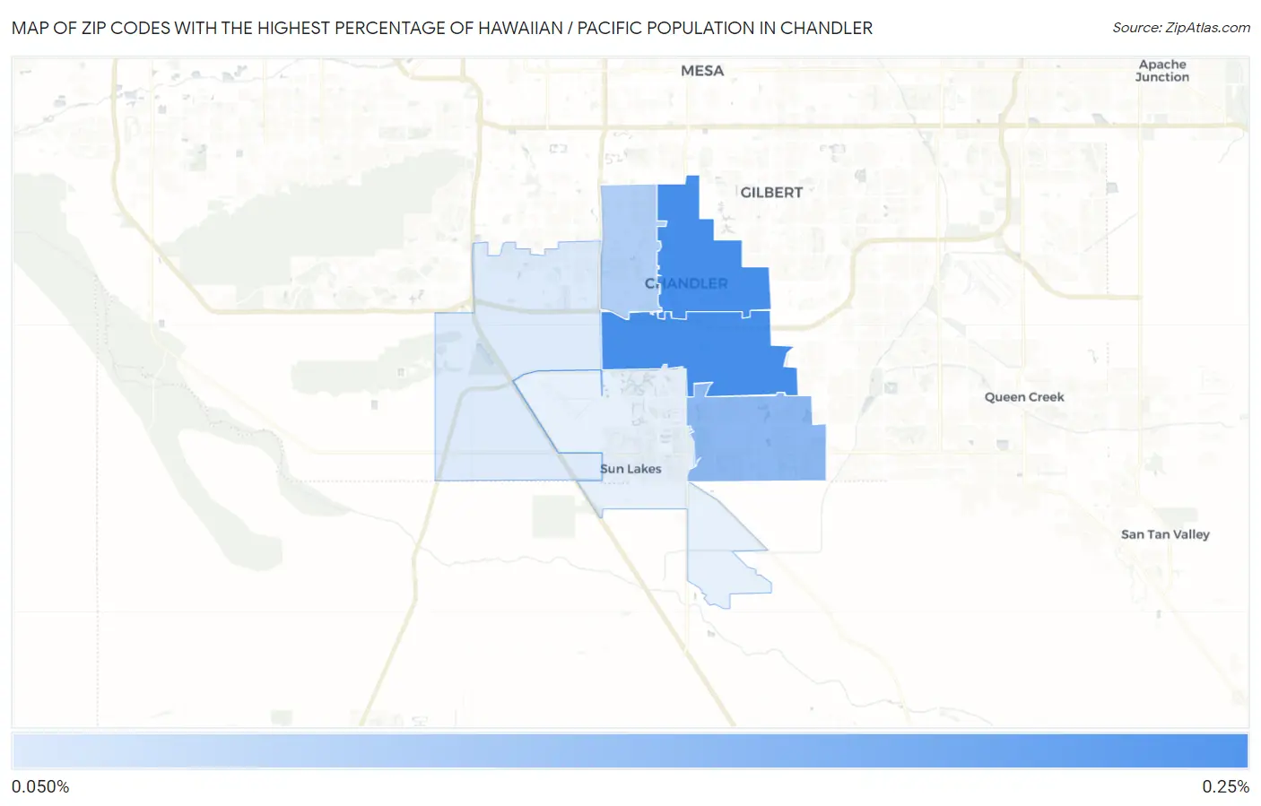 Zip Codes with the Highest Percentage of Hawaiian / Pacific Population in Chandler Map