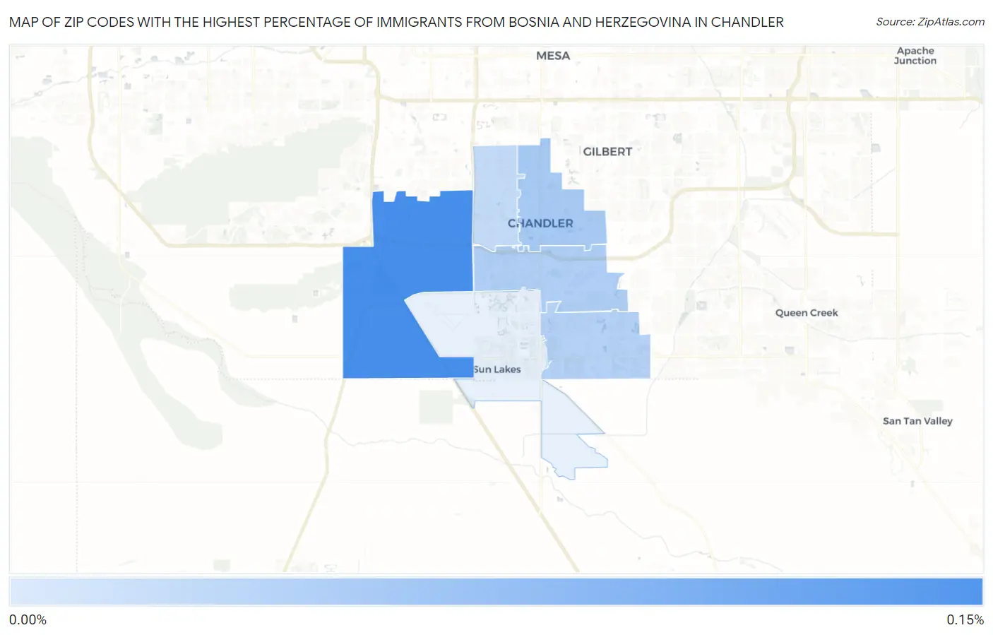Zip Codes with the Highest Percentage of Immigrants from Bosnia and Herzegovina in Chandler Map