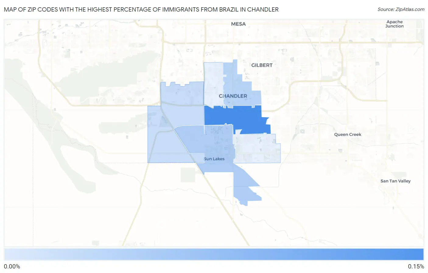 Zip Codes with the Highest Percentage of Immigrants from Brazil in Chandler Map