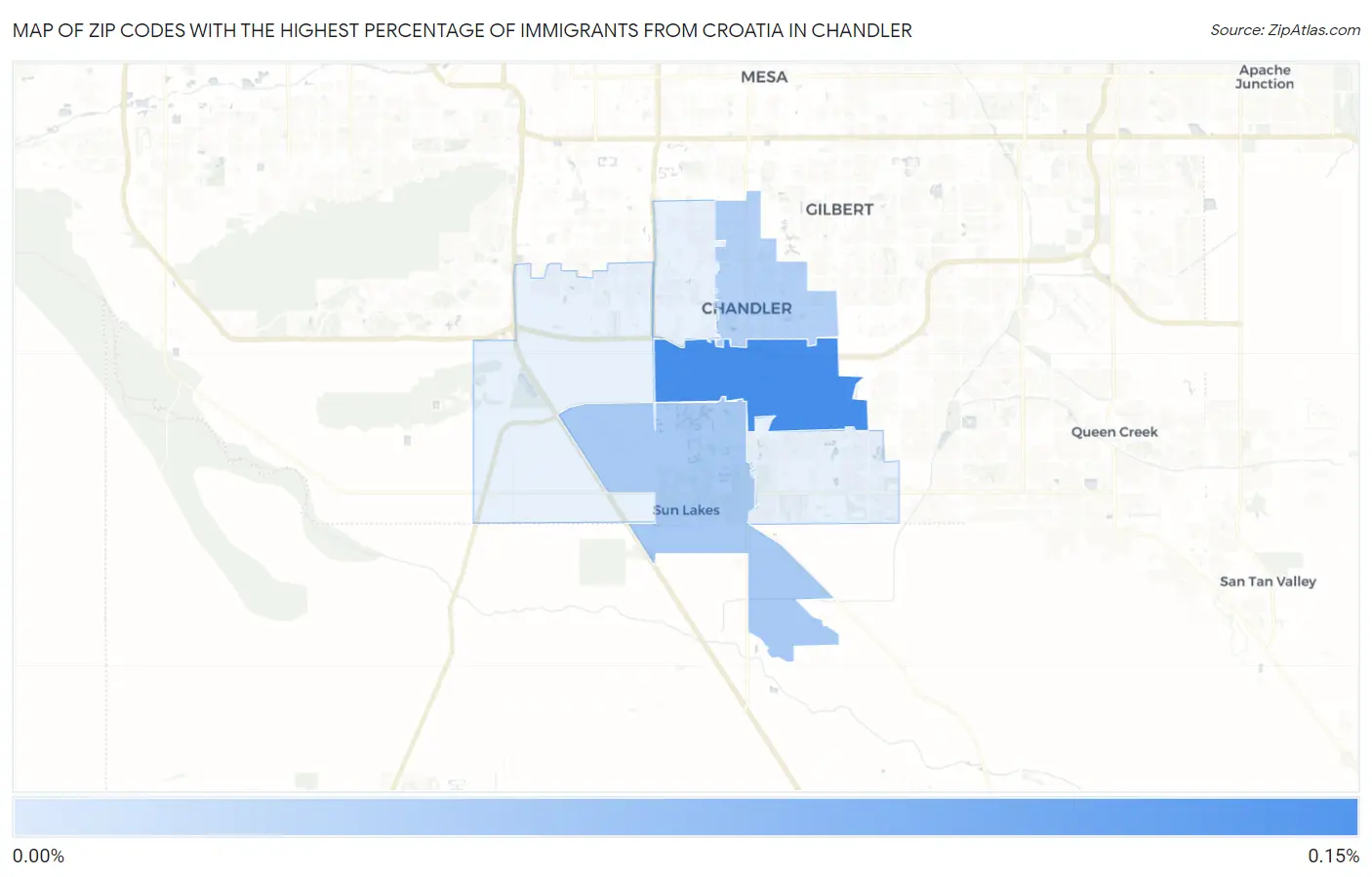 Zip Codes with the Highest Percentage of Immigrants from Croatia in Chandler Map
