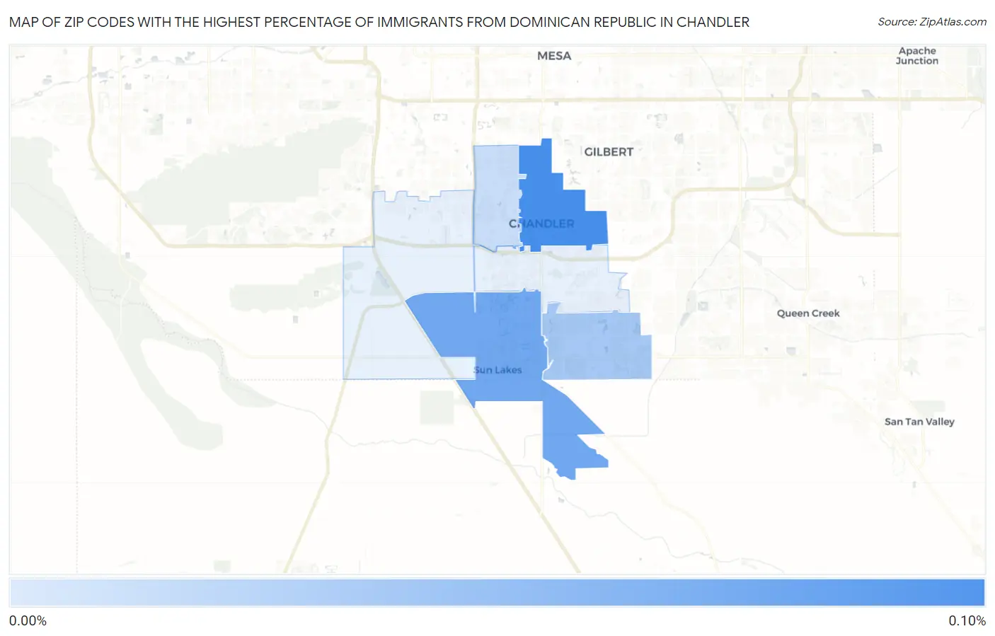 Zip Codes with the Highest Percentage of Immigrants from Dominican Republic in Chandler Map