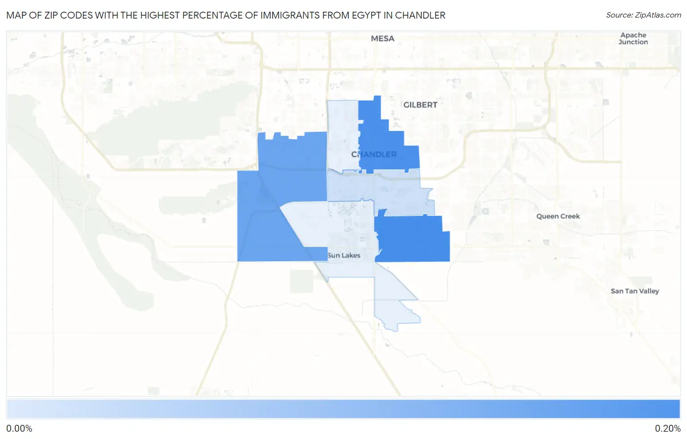Zip Codes with the Highest Percentage of Immigrants from Egypt in Chandler Map