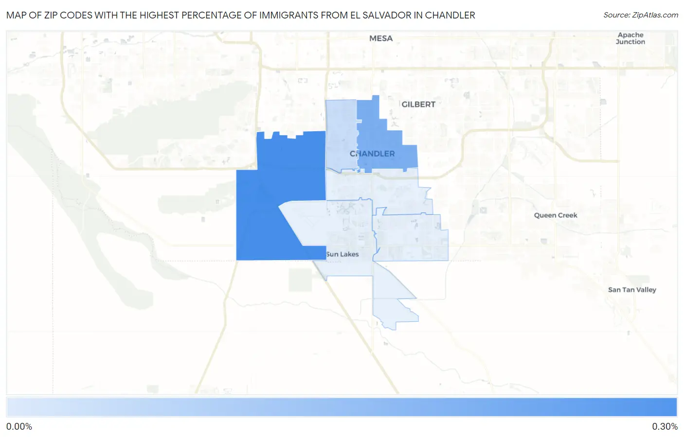 Zip Codes with the Highest Percentage of Immigrants from El Salvador in Chandler Map