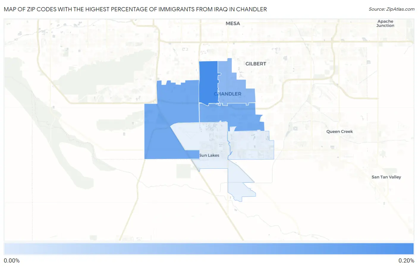 Zip Codes with the Highest Percentage of Immigrants from Iraq in Chandler Map
