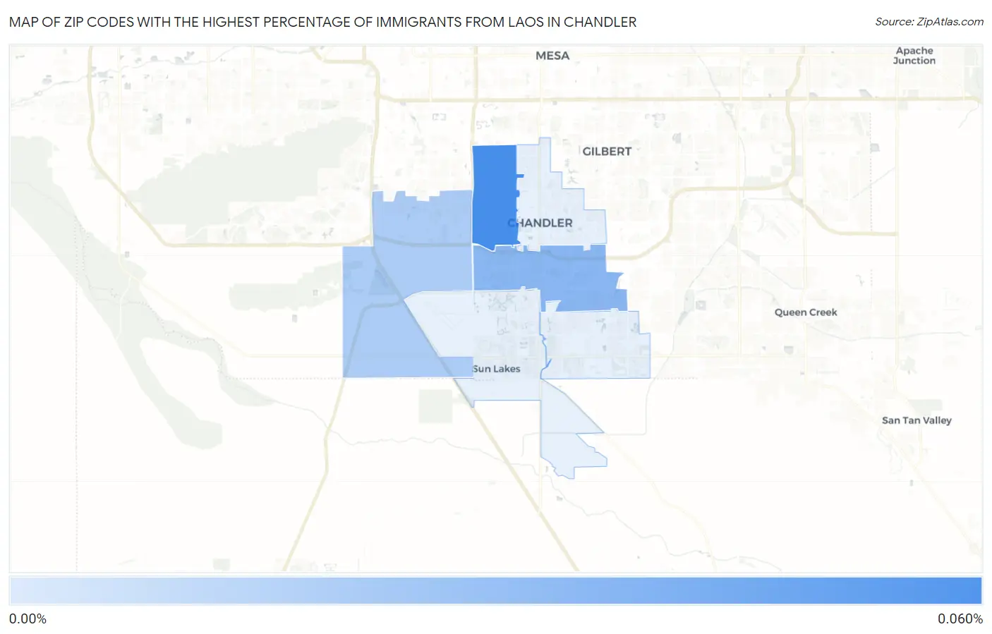 Zip Codes with the Highest Percentage of Immigrants from Laos in Chandler Map