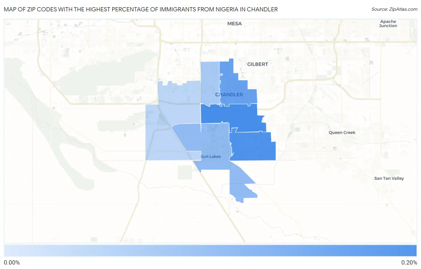 Zip Codes with the Highest Percentage of Immigrants from Nigeria in Chandler Map