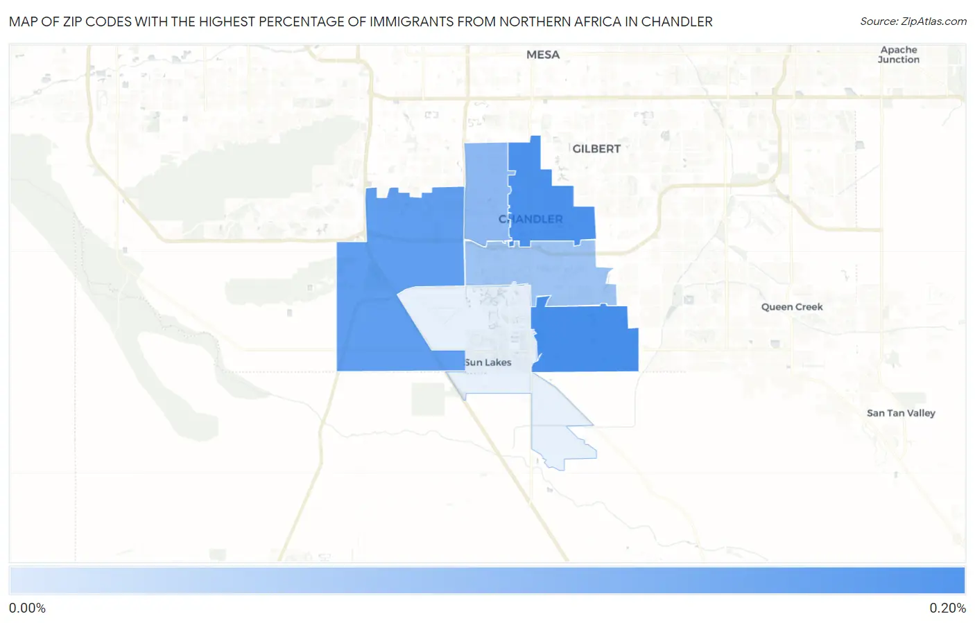 Zip Codes with the Highest Percentage of Immigrants from Northern Africa in Chandler Map