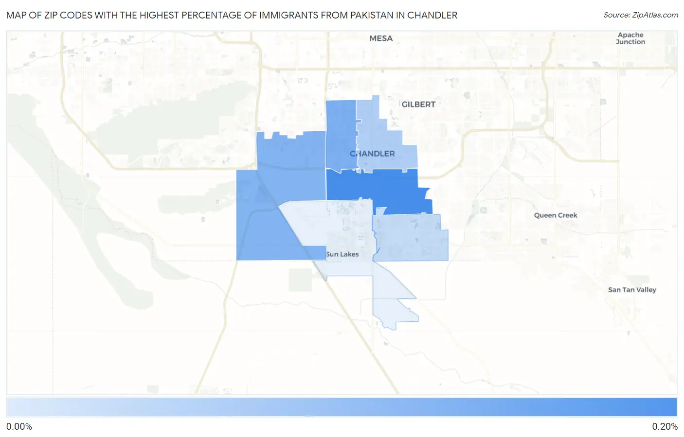 Zip Codes with the Highest Percentage of Immigrants from Pakistan in Chandler Map