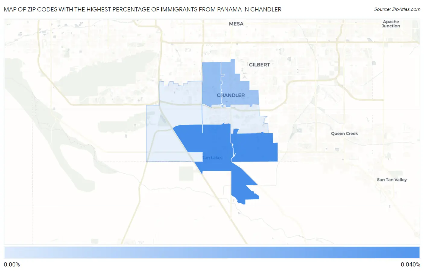 Zip Codes with the Highest Percentage of Immigrants from Panama in Chandler Map