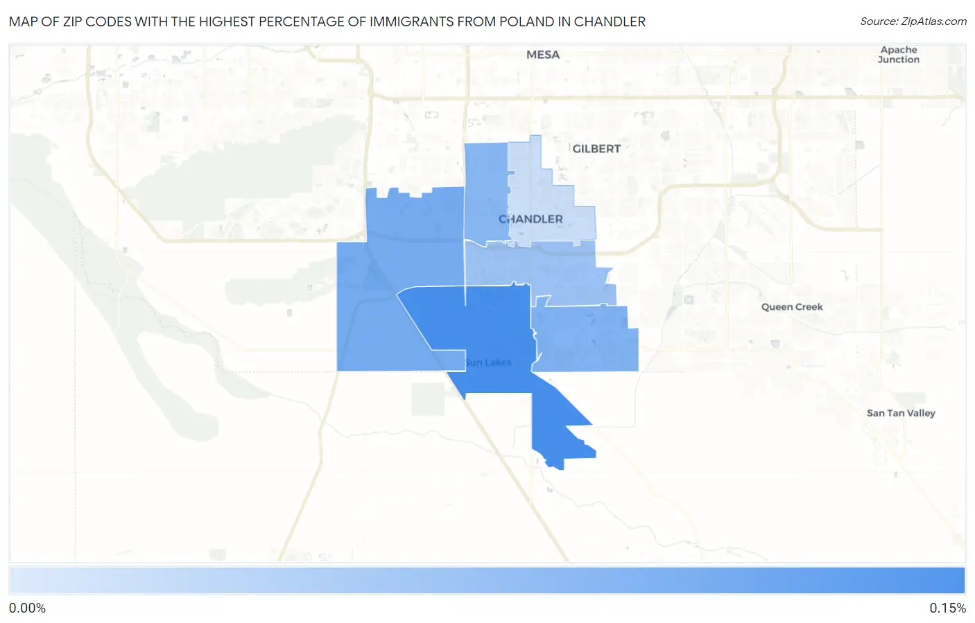 Zip Codes with the Highest Percentage of Immigrants from Poland in Chandler Map