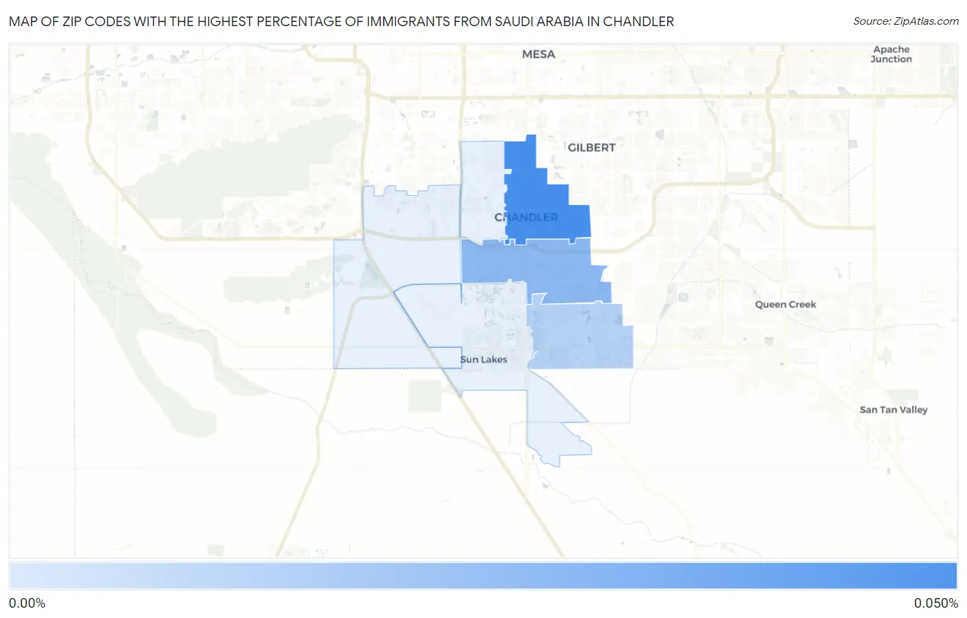 Zip Codes with the Highest Percentage of Immigrants from Saudi Arabia in Chandler Map