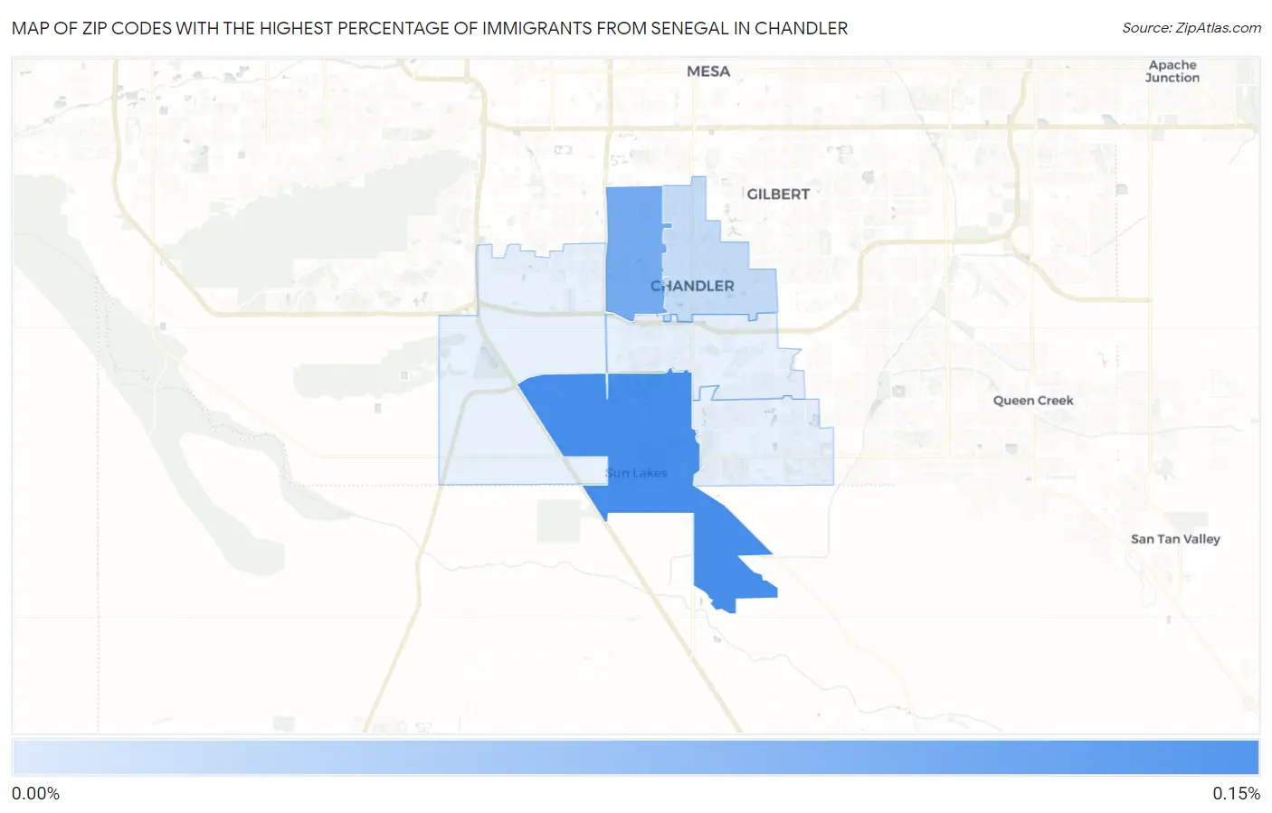 Zip Codes with the Highest Percentage of Immigrants from Senegal in Chandler Map