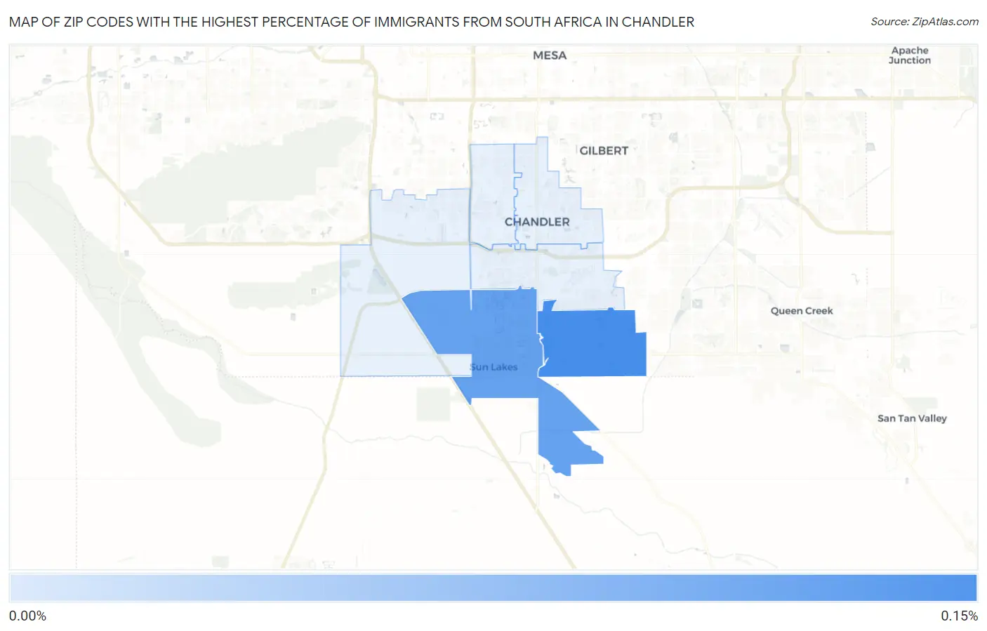 Zip Codes with the Highest Percentage of Immigrants from South Africa in Chandler Map