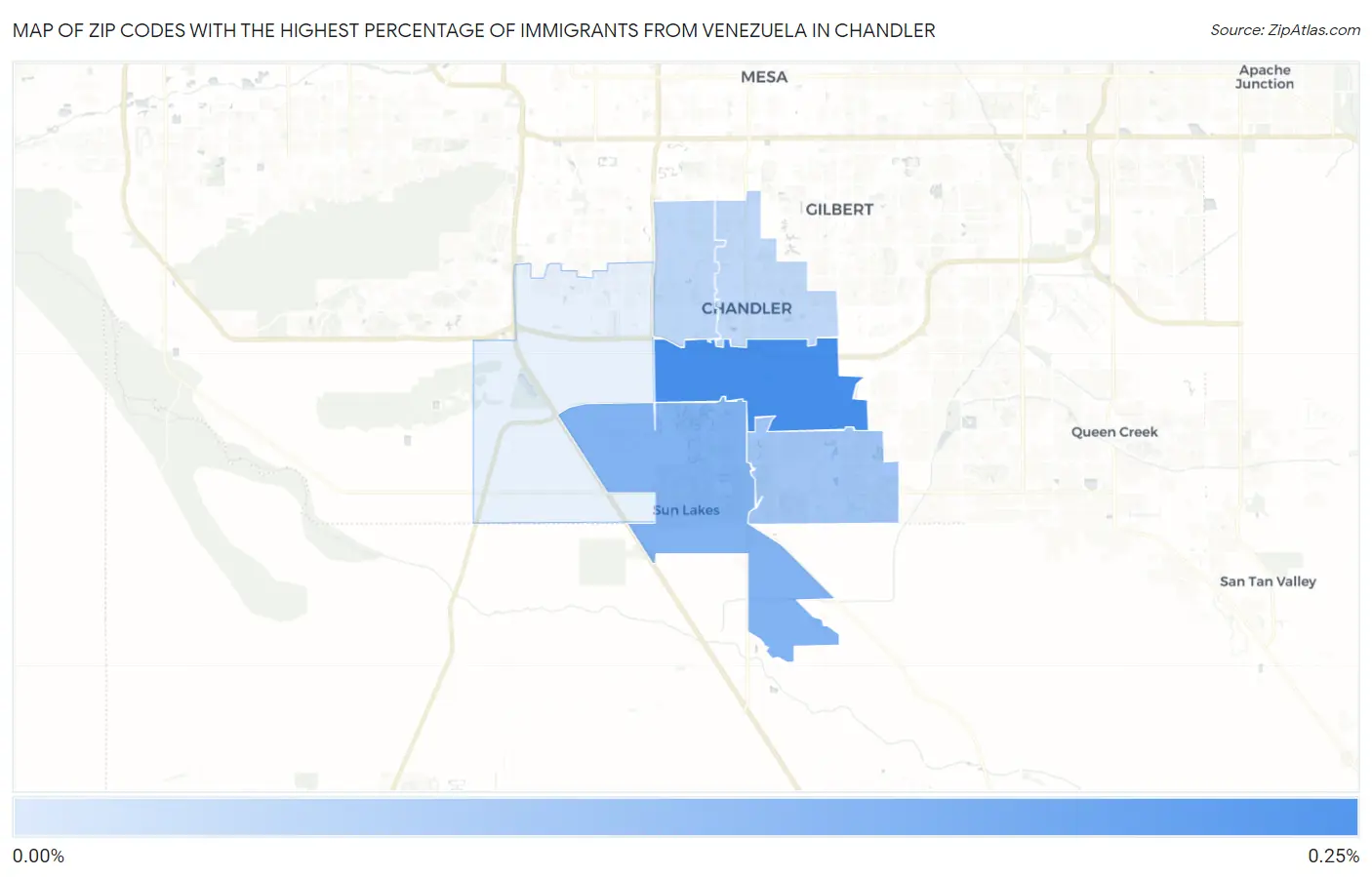 Zip Codes with the Highest Percentage of Immigrants from Venezuela in Chandler Map