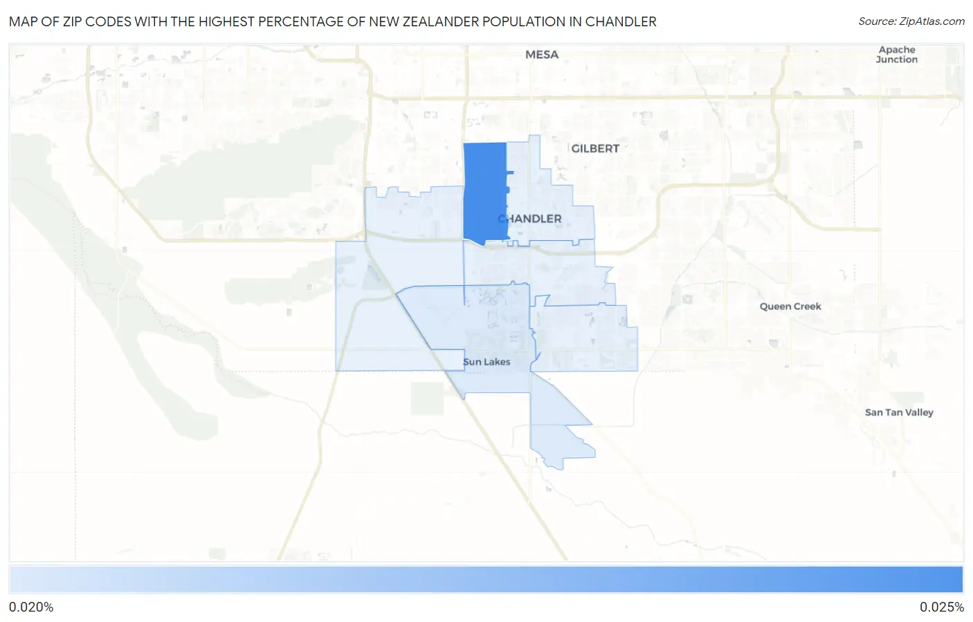 Zip Codes with the Highest Percentage of New Zealander Population in Chandler Map