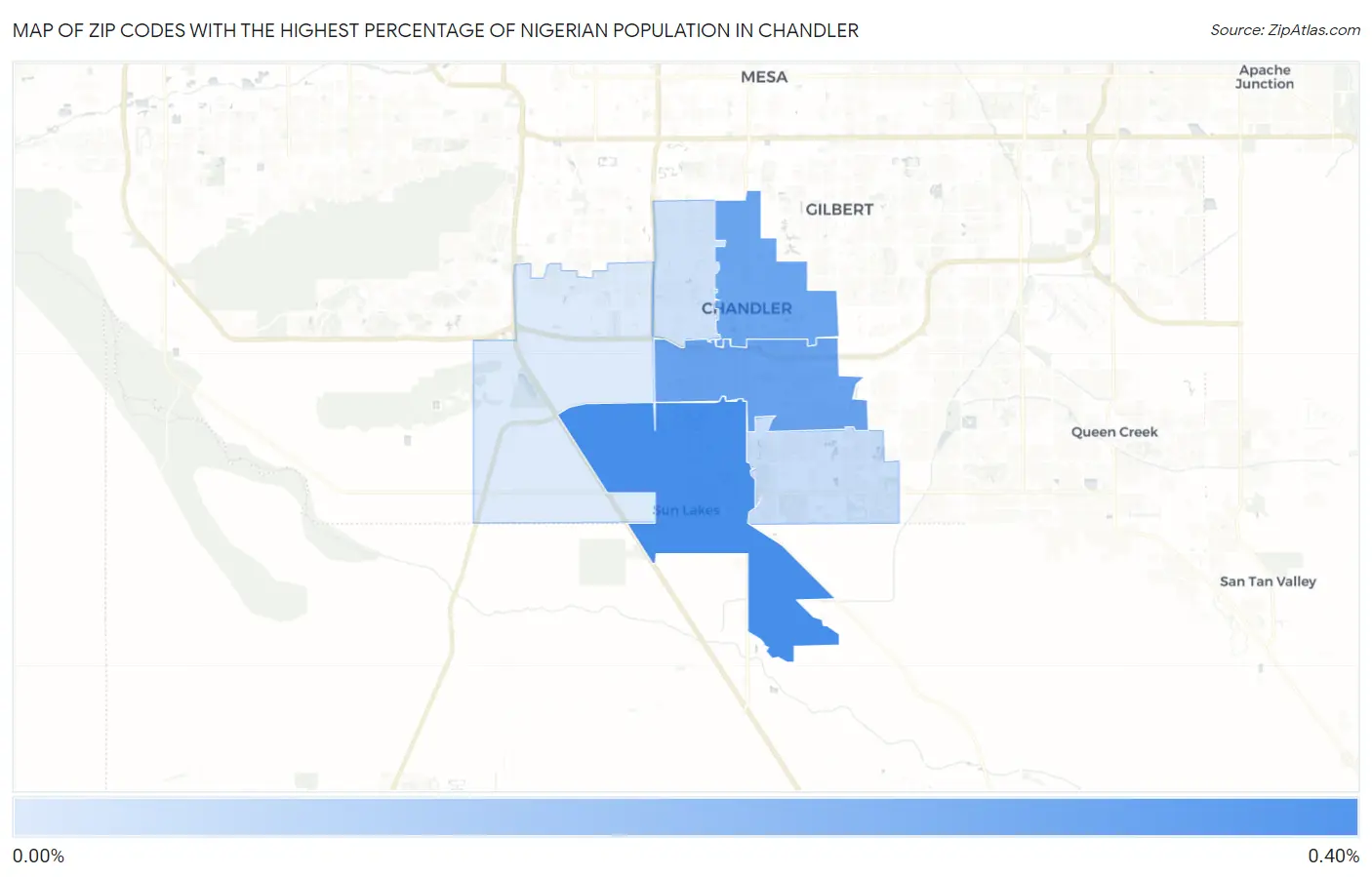 Zip Codes with the Highest Percentage of Nigerian Population in Chandler Map