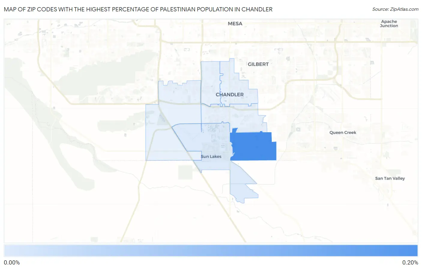 Zip Codes with the Highest Percentage of Palestinian Population in Chandler Map