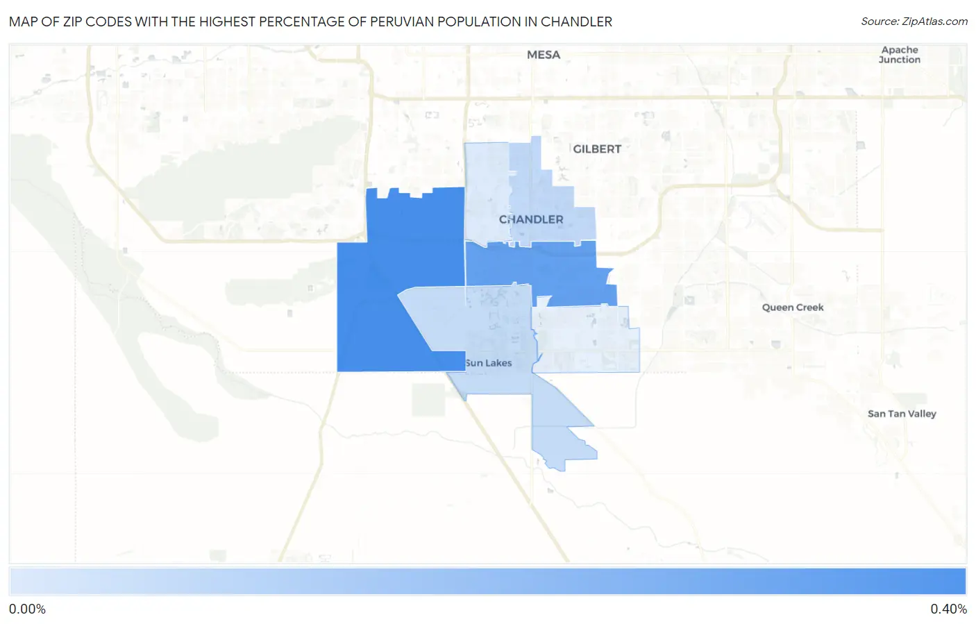 Zip Codes with the Highest Percentage of Peruvian Population in Chandler Map