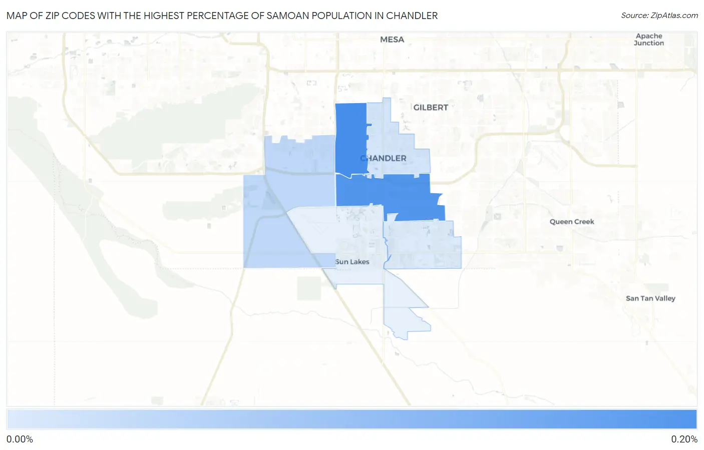 Zip Codes with the Highest Percentage of Samoan Population in Chandler Map
