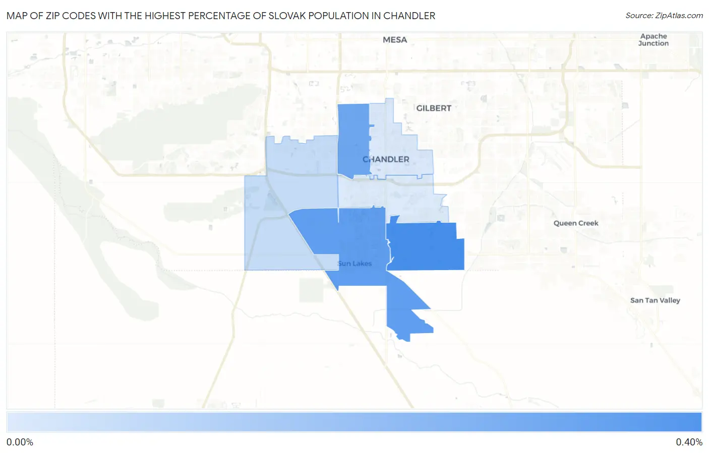 Zip Codes with the Highest Percentage of Slovak Population in Chandler Map