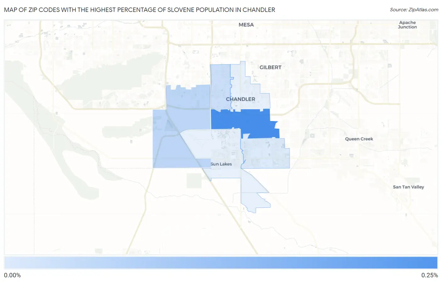 Zip Codes with the Highest Percentage of Slovene Population in Chandler Map