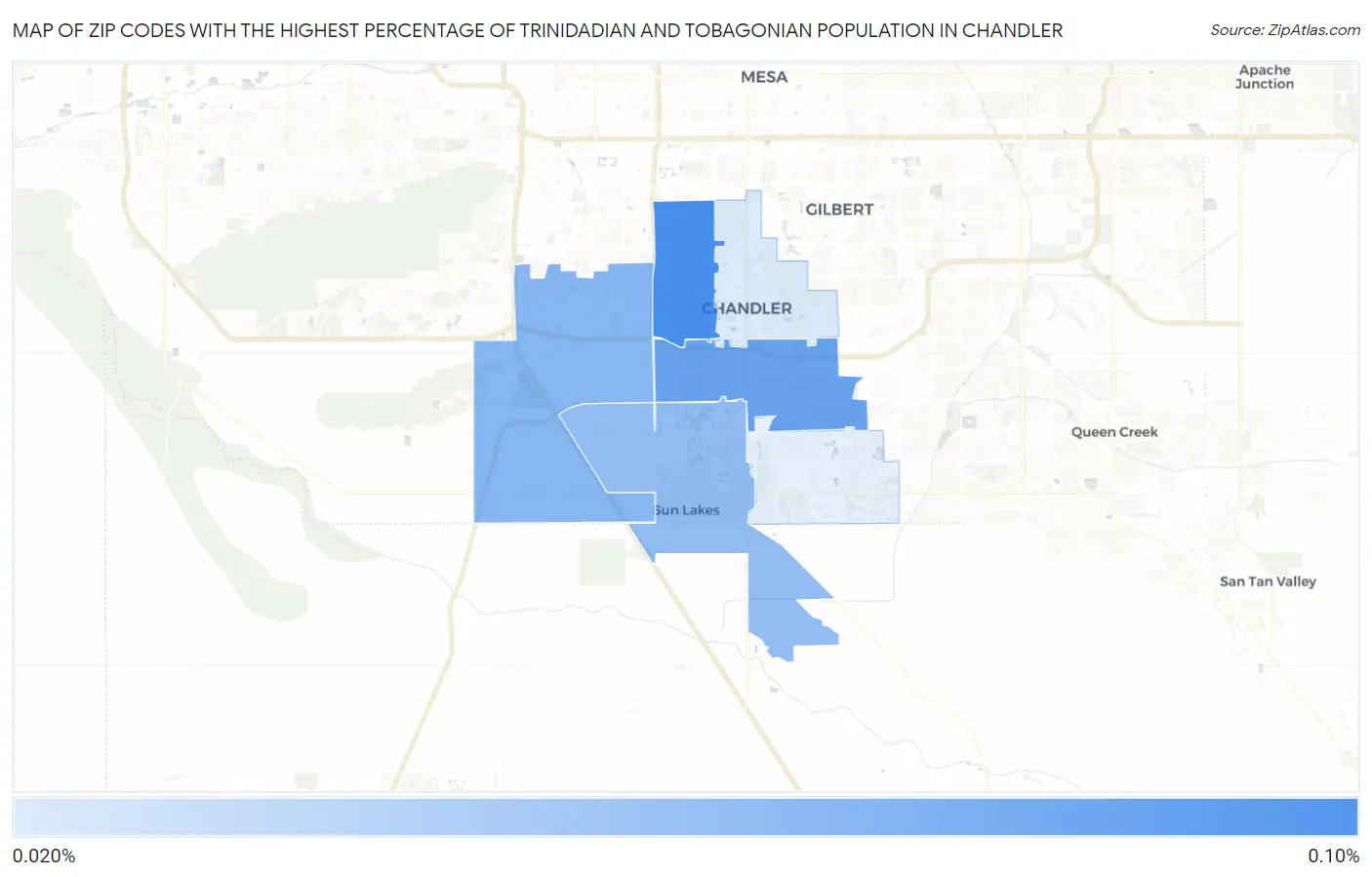 Zip Codes with the Highest Percentage of Trinidadian and Tobagonian Population in Chandler Map